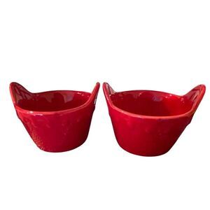 Maioliche Jessica Ceramic‎ Red Casserole/Soup/Salad Bowls Lot Of Two Made Italy